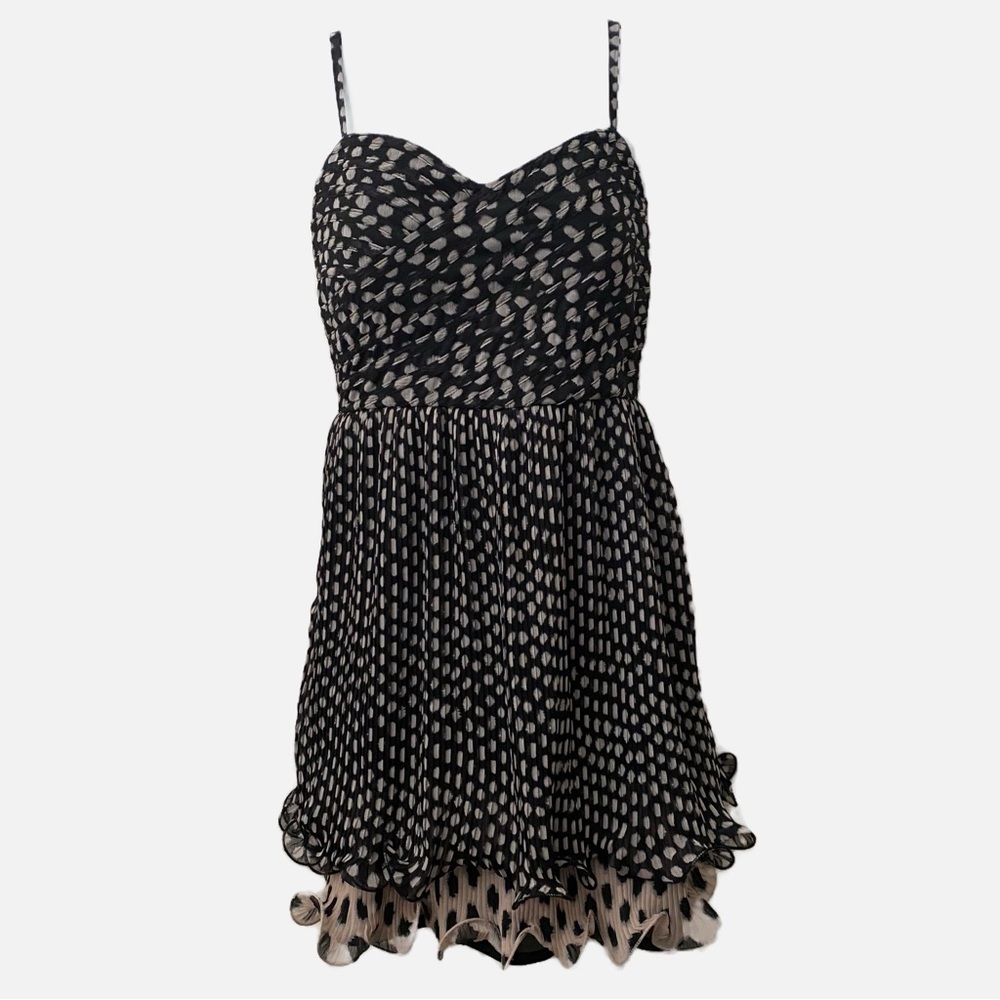 Black and Cream Polka Dot Spaghetti Strap Dress